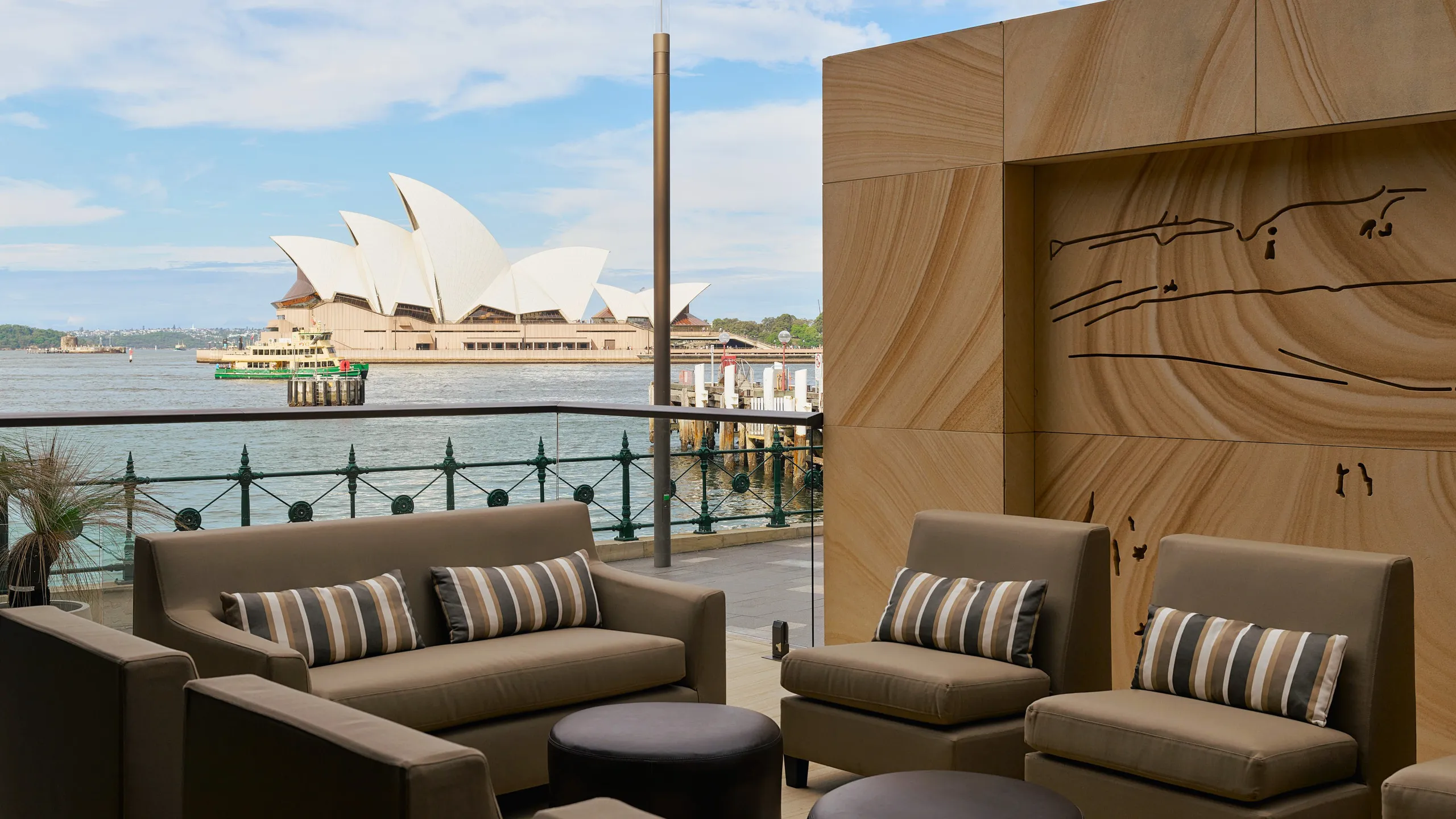 The Guest House outdoor terrace by day.