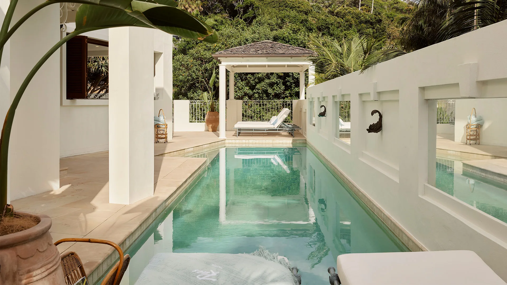 A hotel pool composition.